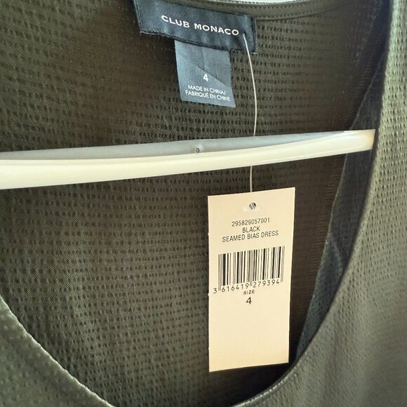 Club Monaco Seamed Bias Dress in Black Olive, Midi, Size 4, NWT - Picture 5 of 9